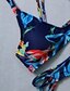 billige Bikinier og damemote-Dame Blomster Bikini Badedrakt Bandeau Badetøy Badedrakter Blå