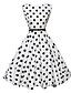cheap Women&#039;s Dresses-Women&#039;s A Line Dress Skater White Black Sleeveless Polka Dot Pleated Summer Round Neck Vintage Party