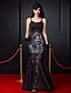 cheap Evening Dresses-Fit &amp; Flare Celebrity Style Prom Formal Evening Dress Spaghetti Strap Sleeveless Floor Length Lace with Lace 2020