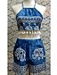 cheap Women&#039;s Jumpsuits &amp; Rompers-Women&#039;s Print Blue Jumpsuits,Sexy / Beach Halter Sleeveless