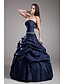 Χαμηλού Κόστους Βραδινά Φορέματα-Βραδινή τουαλέτα Κομψό Κουινσανέρα Επίσημο Βραδινό Φόρεμα Καρδιά Αμάνικο Μακρύ Ταφτάς με Φούστα με πιασίματα Κρυστάλλινη λεπτομέρεια 2021