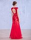 cheap Evening Dresses-Mermaid / Trumpet Dress Formal Evening Floor Length Jewel Neck Lace with Lace Beading Sequin 2022