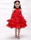 זול שמלות לילדות פרחים-גזרת A באורך  הברך שמלה לנערת הפרחים - כותנה אורגנזה סאטן קולר עם פפיון(ים) סרט