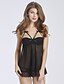 baratos Lingerie Sexy-Mulheres Sexy Baby-doll &amp; Slip Chemise &amp; Camisola Roupão Roupa de Noite - Renda Jacquard Preto S M L