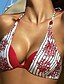 preiswerte Bikinis-Damen Halter Rot Cheeky-Bikinihose Bikinis Bademode - Blumen Druck M L XL / Gepolsterte BHs / Sexy
