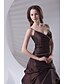 Χαμηλού Κόστους Βραδινά Φορέματα-Γραμμή Α Εμπνευσμένο από Βίντατζ Επίσημο Βραδινό Φόρεμα Λεπτές Τιράντες Αμάνικο Μακρύ Ταφτάς με Φούστα με πιασίματα Χάντρες Πλαϊνό ντραπέ 2020