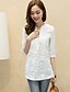 cheap Plus Size Tops-Women&#039;s Blouse Jacquard V Neck Going out Tops Streetwear White