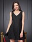 cheap Prom Dresses-A-Line Black Dress Dress Cocktail Party Prom Short / Mini Sleeveless V Neck Polyester with Bow(s) Pattern / Print 2024