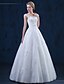 cheap Wedding Dresses-A-Line Scoop Neck Floor Length Tulle Made-To-Measure Wedding Dresses with Appliques by LAN TING BRIDE®