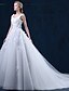 cheap Wedding Dresses-Ball Gown Wedding Dresses Scoop Neck Court Train Tulle Sleeveless with Appliques 2020