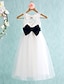 abordables Vestidos de dama de honor-A-Line Tea Length Flower Girl Dress First Communion Cute Prom Dress Lace with Sash / Ribbon Fit 3-16 Years