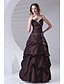 Χαμηλού Κόστους Βραδινά Φορέματα-Γραμμή Α Εμπνευσμένο από Βίντατζ Επίσημο Βραδινό Φόρεμα Λεπτές Τιράντες Αμάνικο Μακρύ Ταφτάς με Φούστα με πιασίματα Χάντρες Πλαϊνό ντραπέ 2020