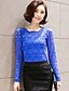 cheap Women&#039;s Blouses &amp; Shirts-Women&#039;s Solid Blue / White / Black Blouse,Round Neck Long Sleeve