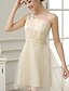 preiswerte Brautjungfernkleider-Knielangen Satin / Tüll Brautjungfer Kleid - a-line eine Schulter mit Spitze