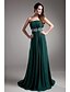 preiswerte Abendkleider-A-Linie Elegant Formeller Abend Kleid Trägerlos Ärmellos Pinsel Schleppe Chiffon mit Perlenstickerei Drapiert 2020