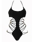 preiswerte Bikinis und Bademode-Damen solide Bikinis Badeanzug Stirnband Bademode Badeanzüge Schwarz