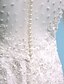 abordables Robes de Mariée-Trompette / Sirène Robes de mariée Col en V Traîne Tribunal Dentelle sur Tulle Bretelles Classiques Transparent avec Appliques 2020