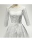 זול שמלות כלה-גזרת A שמלות חתונה סקופ צוואר שובל קורט תחרה טול חצי שרוול תחרה פרחונית עם תחרה סרט אפליקציות 2021