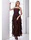 זול שמלות ערב-שמלת ערב רשמית בקו א-קו פתוח רצועת ספגטי שיפון באורך קרסול ללא שרוולים עם סלסולים