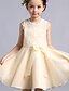 cheap Flower Girl Dresses-A-line Knee-length Flower Girl Dress - Lace Satin Tulle Jewel with Bow(s) Sash / Ribbon