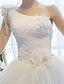 baratos Butões de Punho-De Baile Vestidos de noiva Assimétrico Longo Cetim Tule Sem Manga Renda Floral com Renda Apliques Flor 2020