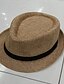 abordables Sombreros de mujer-Mujer Hilo Sombrero Fedora Un Color Gris Rojo Color Camello / Bonito / Negro / Sombrero y Gorra