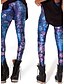 billiga Leggings-Dam Enfärgad / Tryck / Sportig Leggings Tryck Blå S M L