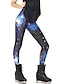 cheap Leggings-Women&#039;s Print / Sporty Legging - Galaxy Blue S M L