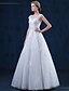 cheap Wedding Dresses-A-Line Scoop Neck Floor Length Tulle Made-To-Measure Wedding Dresses with Appliques by LAN TING BRIDE®