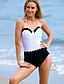 cheap Women&#039;s Swimwear &amp; Bikinis-Women&#039;s Vintage One-piece Swimsuit Color Block Halter Neck Swimwear Bathing Suits Black / White