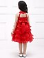זול שמלות לילדות פרחים-גזרת A באורך  הברך שמלה לנערת הפרחים - כותנה אורגנזה סאטן קולר עם פפיון(ים) סרט