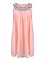 cheap Women&#039;s Dresses-Women&#039;s Daily Going out Street chic Mini Loose Chiffon Dress - Solid Colored Beaded Pleated Summer Black Beige Pink L XL XXL