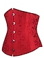 billiga Korsetter-Corset Women&#039;s Black White Red Cotton Modal Underbust Corset Lace Up Jacquard