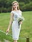 cheap Bridesmaid Dresses-Sheath / Column Bateau Neck Knee Length Lace Bridesmaid Dress with Sash / Ribbon by