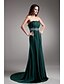 preiswerte Abendkleider-A-Linie Elegant Formeller Abend Kleid Trägerlos Ärmellos Pinsel Schleppe Chiffon mit Perlenstickerei Drapiert 2020