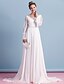 olcso Menyasszonyi ruhák-Szűk szabású Esküvői ruhák V-alakú Udvariuszály Sifon Hosszú ujj val vel Gyöngydíszítés 2022