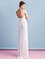 cheap Wedding Dresses-Sheath / Column Wedding Dresses Spaghetti Strap Floor Length Chiffon Sleeveless with Ruched Beading Split 2020