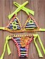 cheap Women&#039;s Swimwear &amp; Bikinis-Women&#039;s Swimwear Bikini Swimsuit Print Black Yellow Red Blue Brown Bandeau Bathing Suits Animal Lace Up