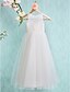 cheap Flower Girl Dresses-A-Line Ankle Length Flower Girl Dress First Communion Cute Prom Dress Lace with Lace Fit 3-16 Years