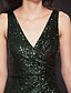 cheap Evening Dresses-Sheath / Column Minimalist Dress Prom Sweep / Brush Train Sleeveless V Neck Sequined V Back with Sequin Split Front 2022 / Formal Evening / Sparkle &amp; Shine