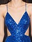 cheap Evening Dresses-Mermaid / Trumpet Celebrity Style Beaded &amp; Sequin Formal Evening Dress Plunging Neck Sleeveless Court Train Sequined with Sequin 2021