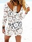 cheap Beach Dresses-Women&#039;s Swimwear Cover Up Swimsuit Lace Backless Lace Solid Colored White Boat Neck Bathing Suits Solid