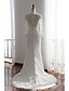 Χαμηλού Κόστους Νυφικά Φορέματα-Mermaid / Trumpet Wedding Dresses Jewel Neck Court Train Chiffon Lace 3/4 Length Sleeve See-Through with Lace Sash / Ribbon Appliques 2021