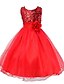 Χαμηλού Κόστους Ρούχα για Κορίτσια-Λίγο Κοριτσίστικα Φόρεμα Κόκκινο Μαύρο Αμάνικο Δαντέλα Φορέματα Καλοκαίρι 6-12 Υ