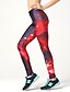 baratos Leggings de mulher-Mulheres Estampada Legging - Galáxia Vermelho S M L