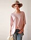 olcso Női pólók-Casual/hétköznapi Vintage / Egyszerű Kerek-Női Póló,Egyszínű Nyári Rövid ujjú Rózsaszín / Fehér Akril / Poliészter Nem átlátszó