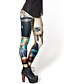 levne Dámské Oděvy-Dámské Sportovní Legging Galaxie Tisk Středně vysoký pas Béžová S M L / Vypasovaný