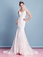 olcso Menyasszonyi ruhák-Sellő fazon Esküvői ruhák V-alakú Udvari uszály Csipke tüllön Rendszeres hevederek Átlátszó val vel Rátétek 2020