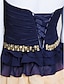 Χαμηλού Κόστους Φορέματα Χορού Αποφοίτησης-Γραμμή Α Μπλοκ χρωμάτων Καλωσόρισμα Κοκτέιλ Πάρτι Χοροεσπερίδα Φόρεμα Στράπλες Αμάνικο Μέχρι το γόνατο Σιφόν με Ζώνη / Κορδέλα Πλισέ Χάντρες 2020