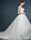 cheap Wedding Dresses-Ball Gown Wedding Dresses Straps Court Train Tulle Sleeveless with Flower 2020